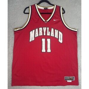 VTG Nike Elite Jersey Maryland Terrapins #11 UMD Mens 2XL Length +2 Red NCAA EUC